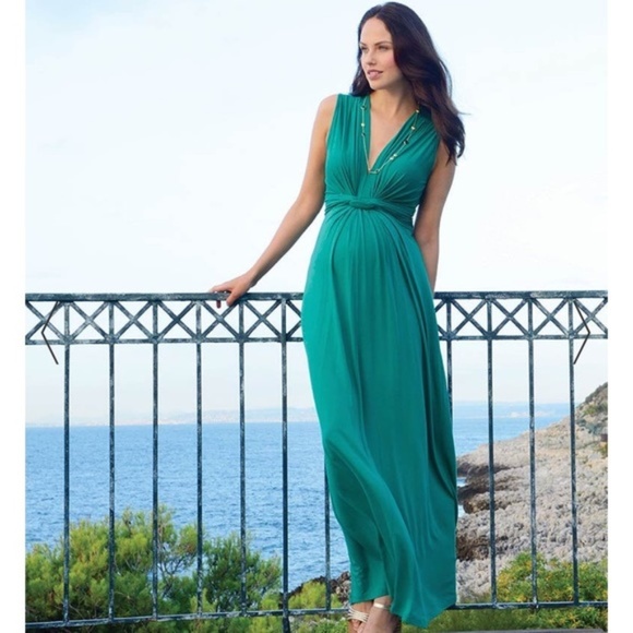 Seraphine Dresses & Skirts - Seraphine Jo Knot Front Maternity Maxi Dress Jade